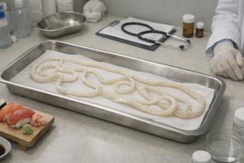 Tasemnice ze sushi. Muž ze sebe vytáhl parazita dlouhého 1,7 metru